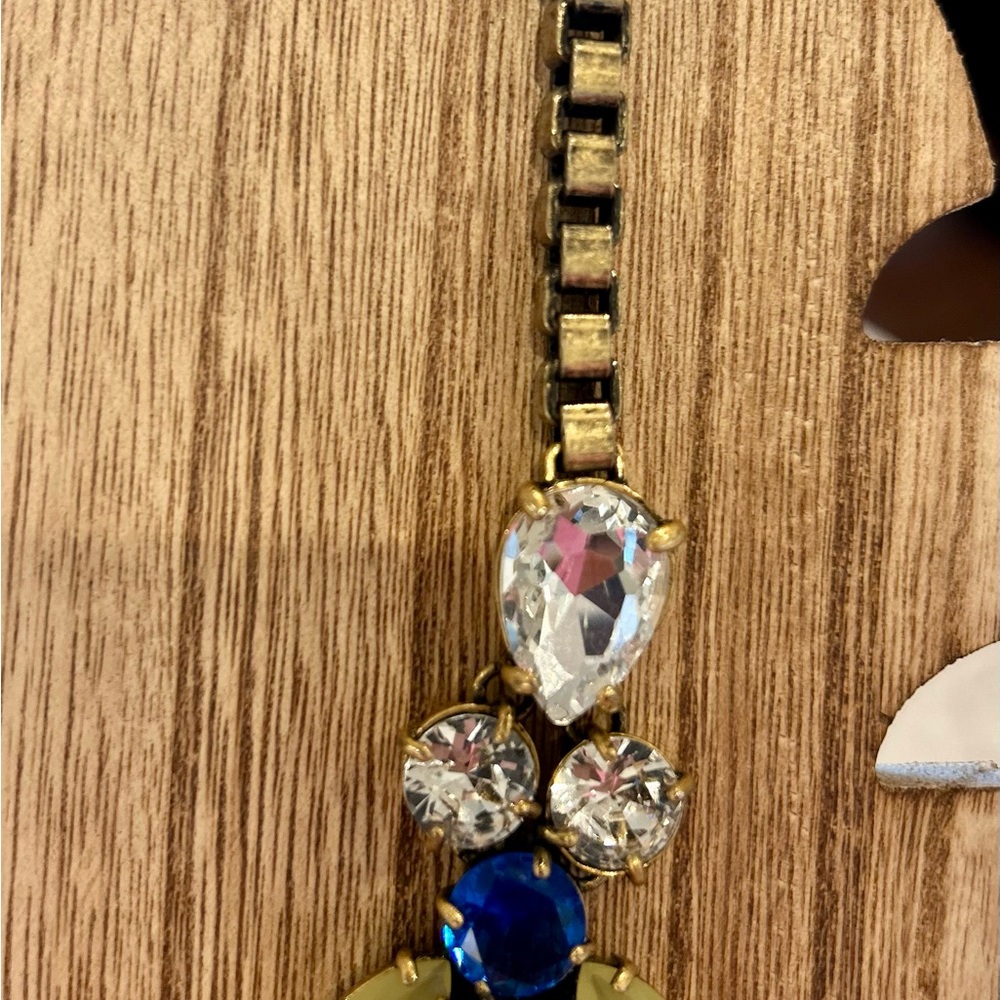J.Crew Vintage Mixed Blues and Greens Stone Statement Necklace - Picture 4 of 8